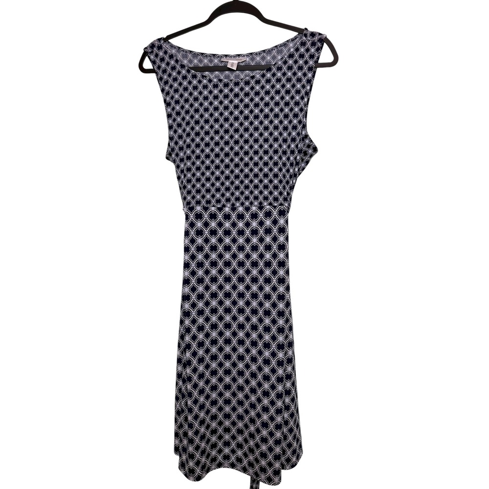 Motherhood Maternity Black White Geometric Sleeveless Belted Dress XL